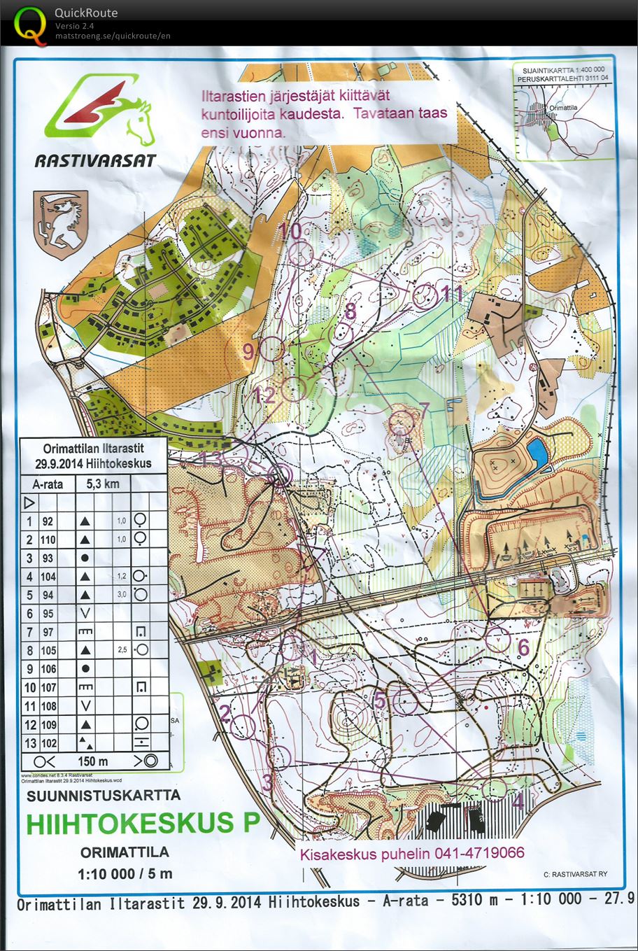 Iltarastit Hiihtokeskus P  (29/09/2014)