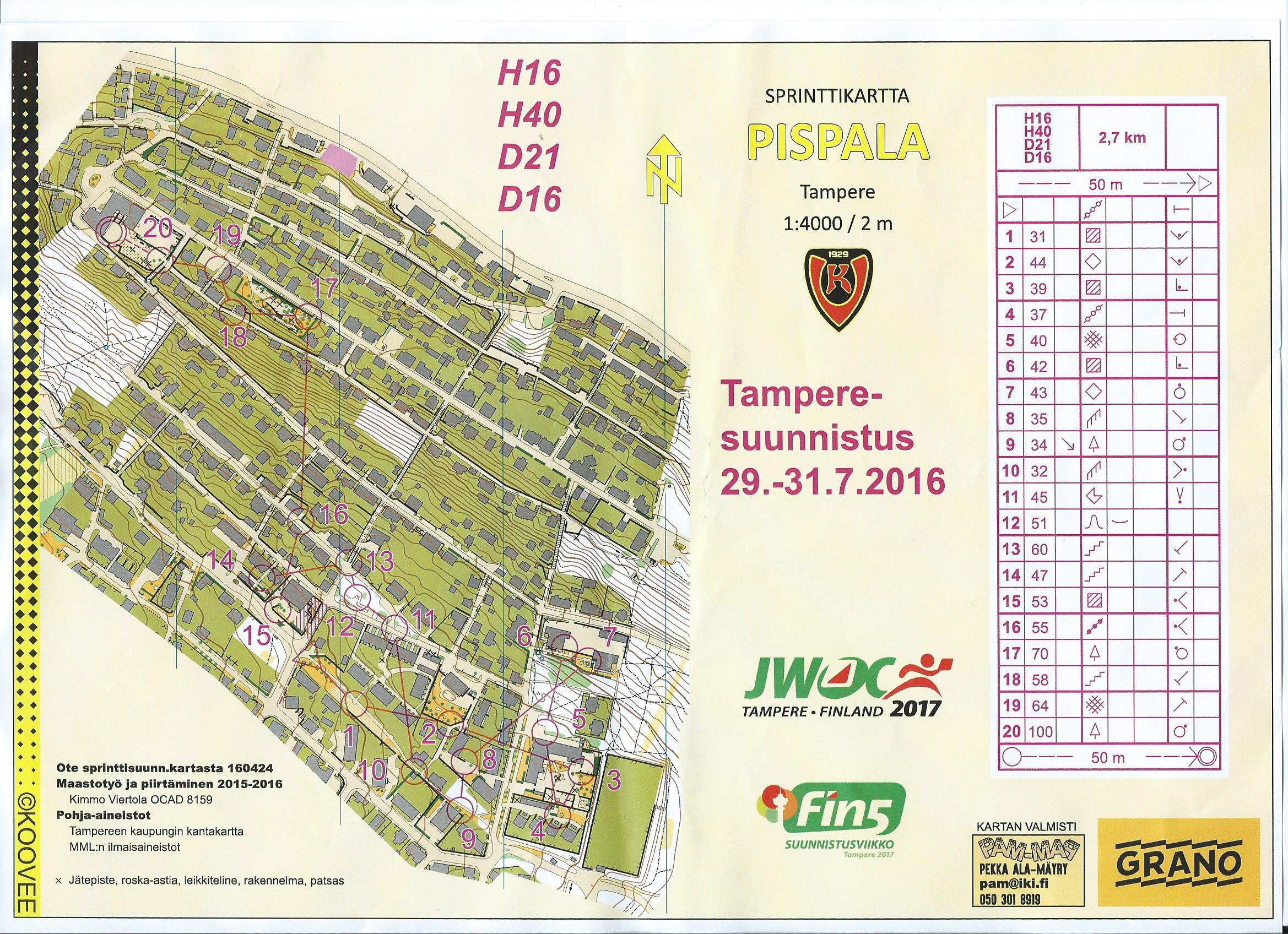 Tampere-suunnistus sprintti (29/07/2016)