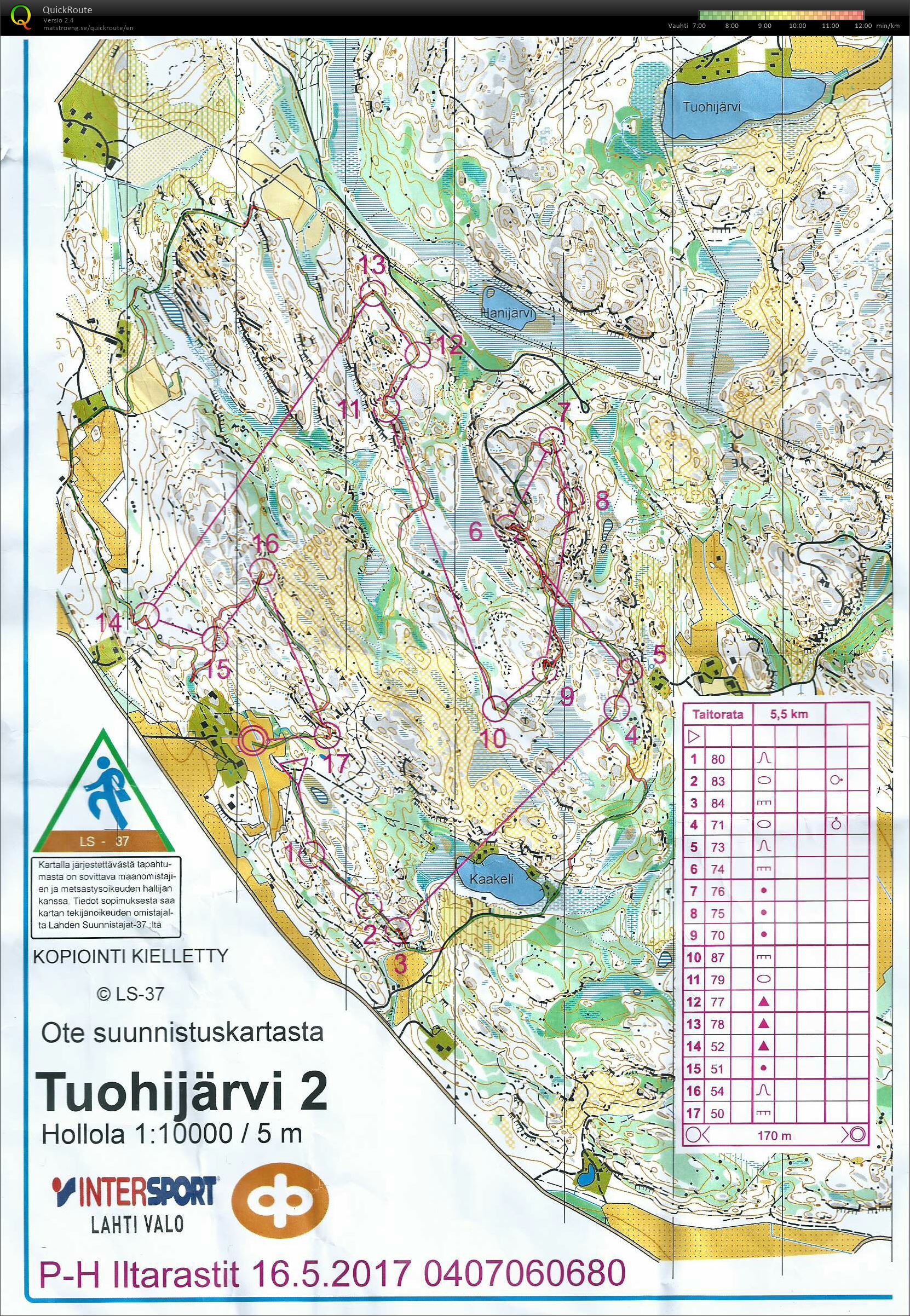 Taitoharjoitus, keskimatka (16-05-2017)