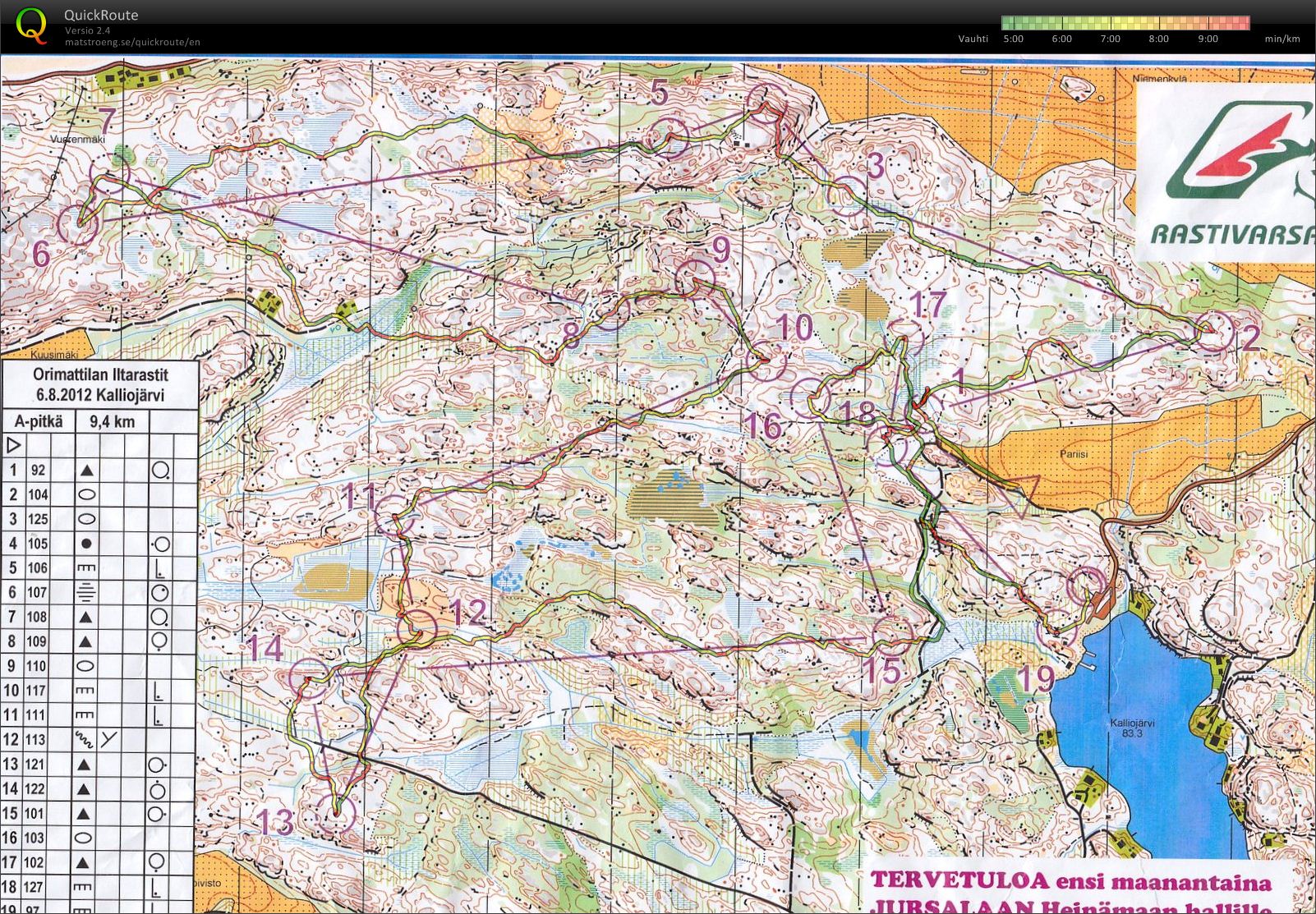 Iltarastit Kalliojärvellä (2012-08-06)