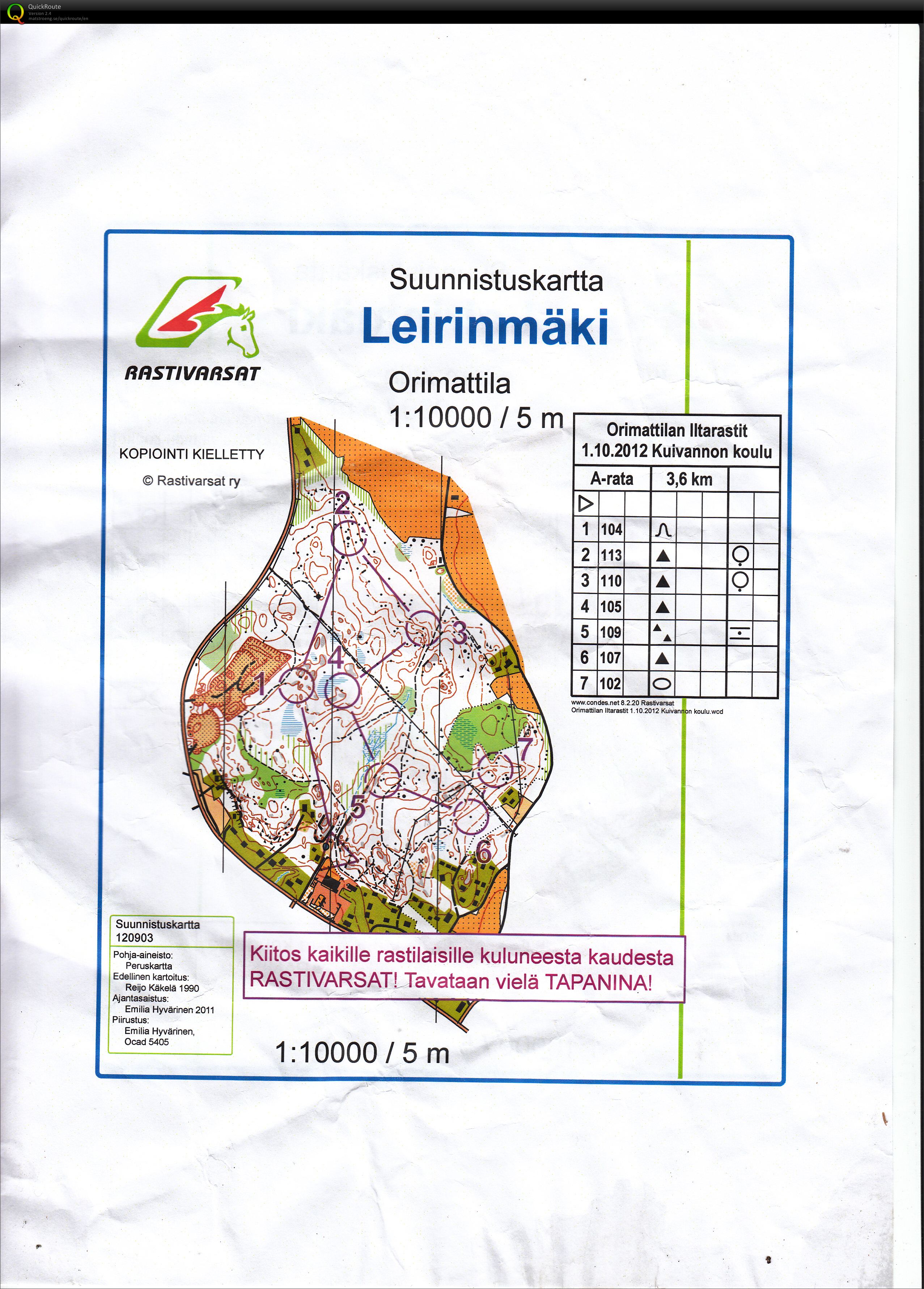 Orimattilan iltarastit, A-rata, 1.osa (01-10-2012)