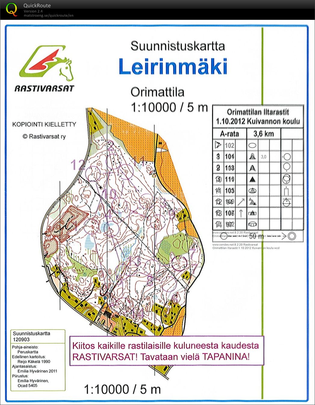 Iltarastit A-rata (01-10-2012)