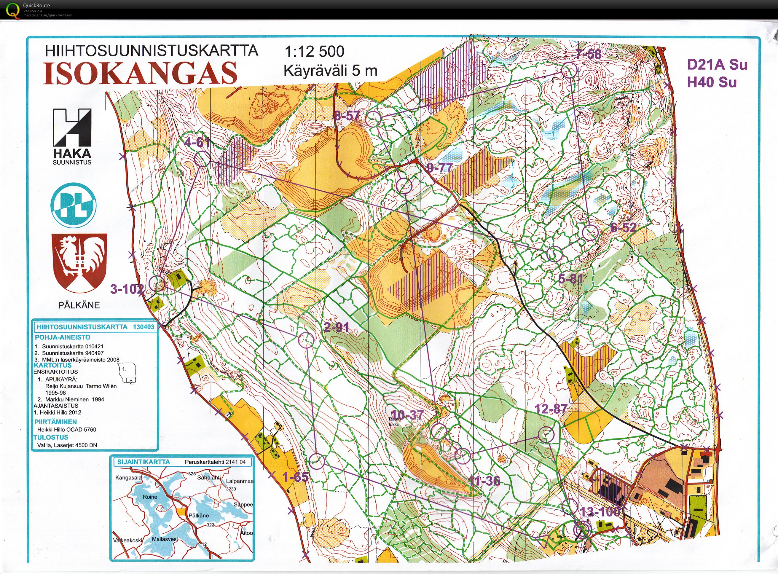 Veikko Hakulisen hiihtorastit, H40, pitkä, Ski-o (2013-02-10)