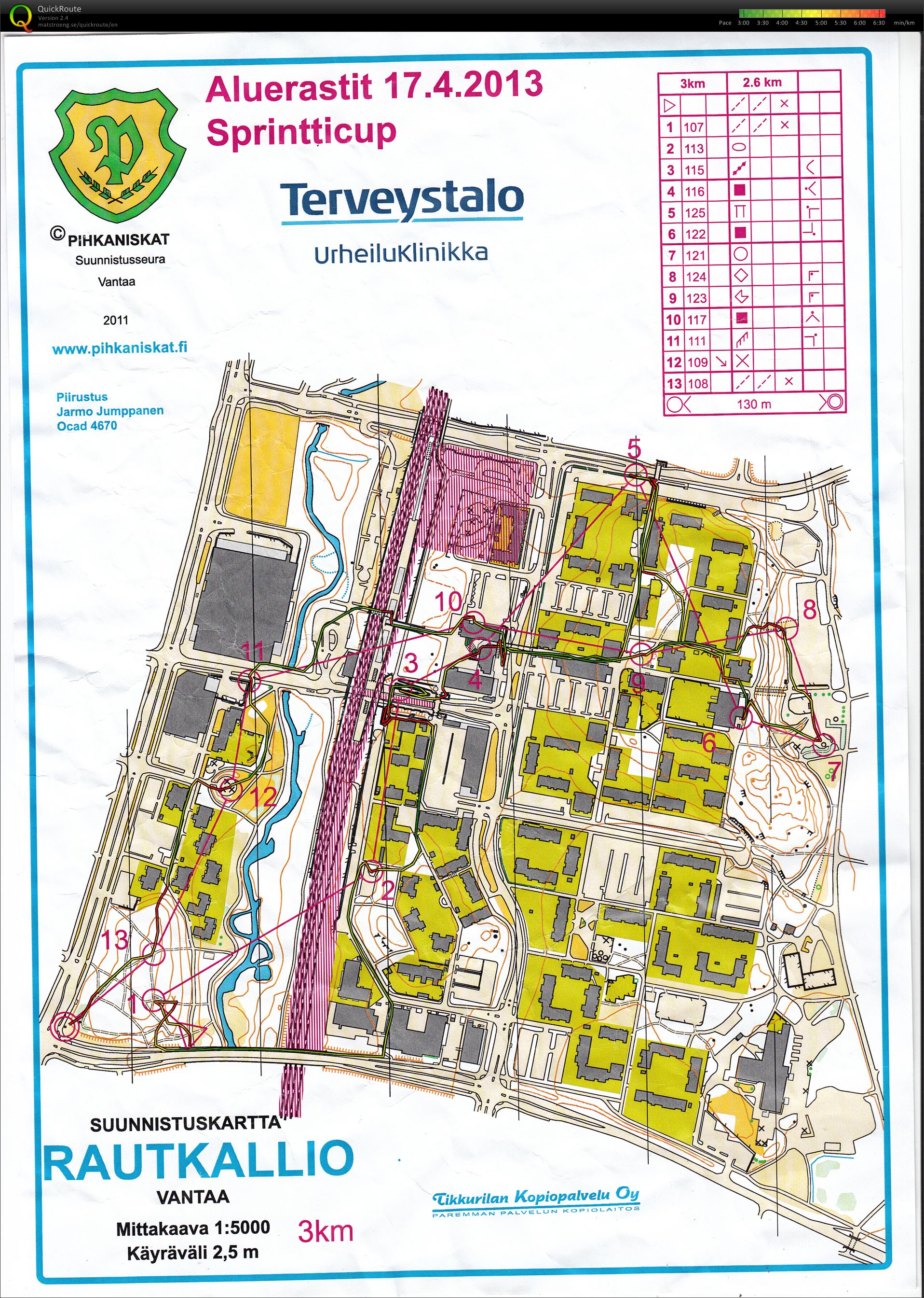Aluerastit, Sprintticup (17/04/2013)