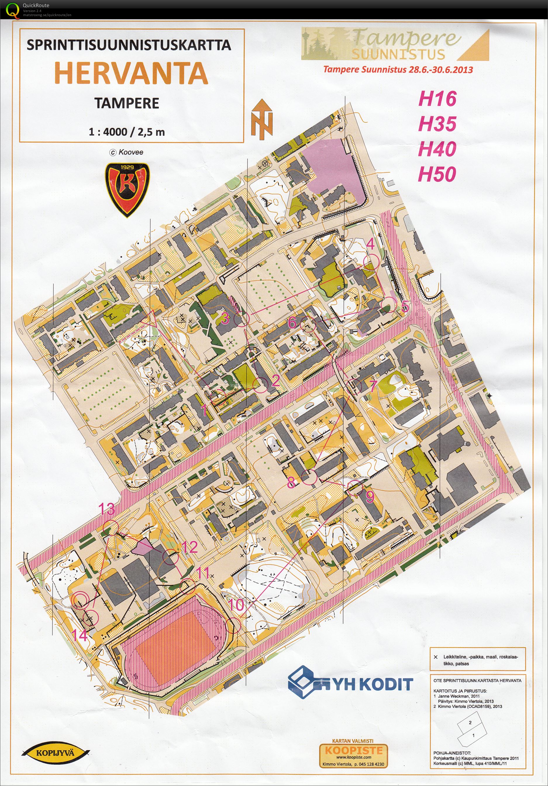 Tampere-suunnistuksen sprintti, H40 (2013-06-28)