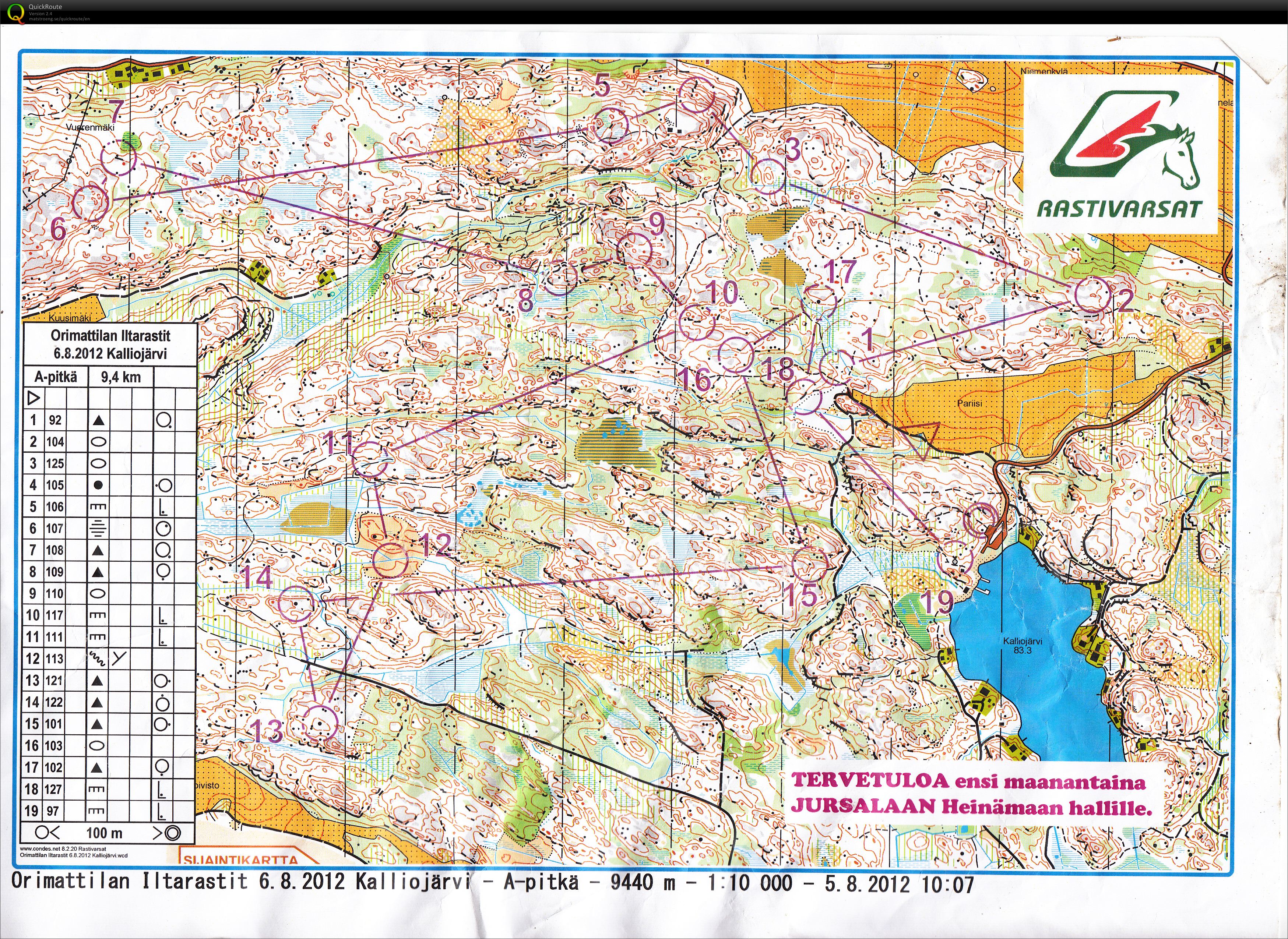RaVan iltarastit, A-pitkä, 9.4 km (2012-08-06)