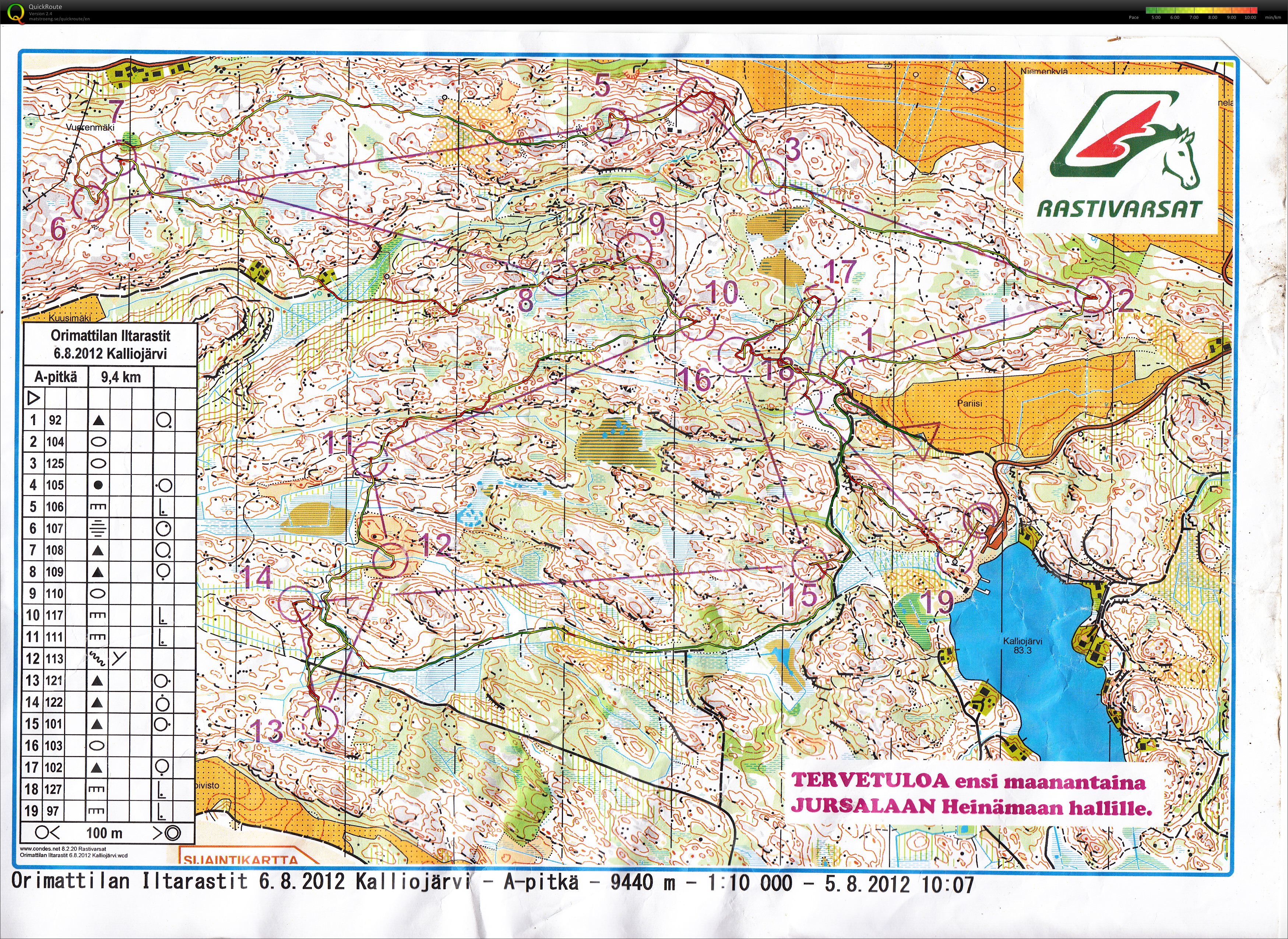 RaVan iltarastit, A-pitkä, 9.4 km (2012-08-06)